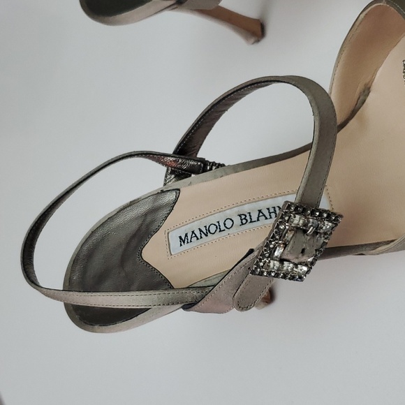 VTG Manolo Blahnik Crystal Satin Slingbacks in box- Carolyne 90s Mary Jane Esque - Picture 8 of 17